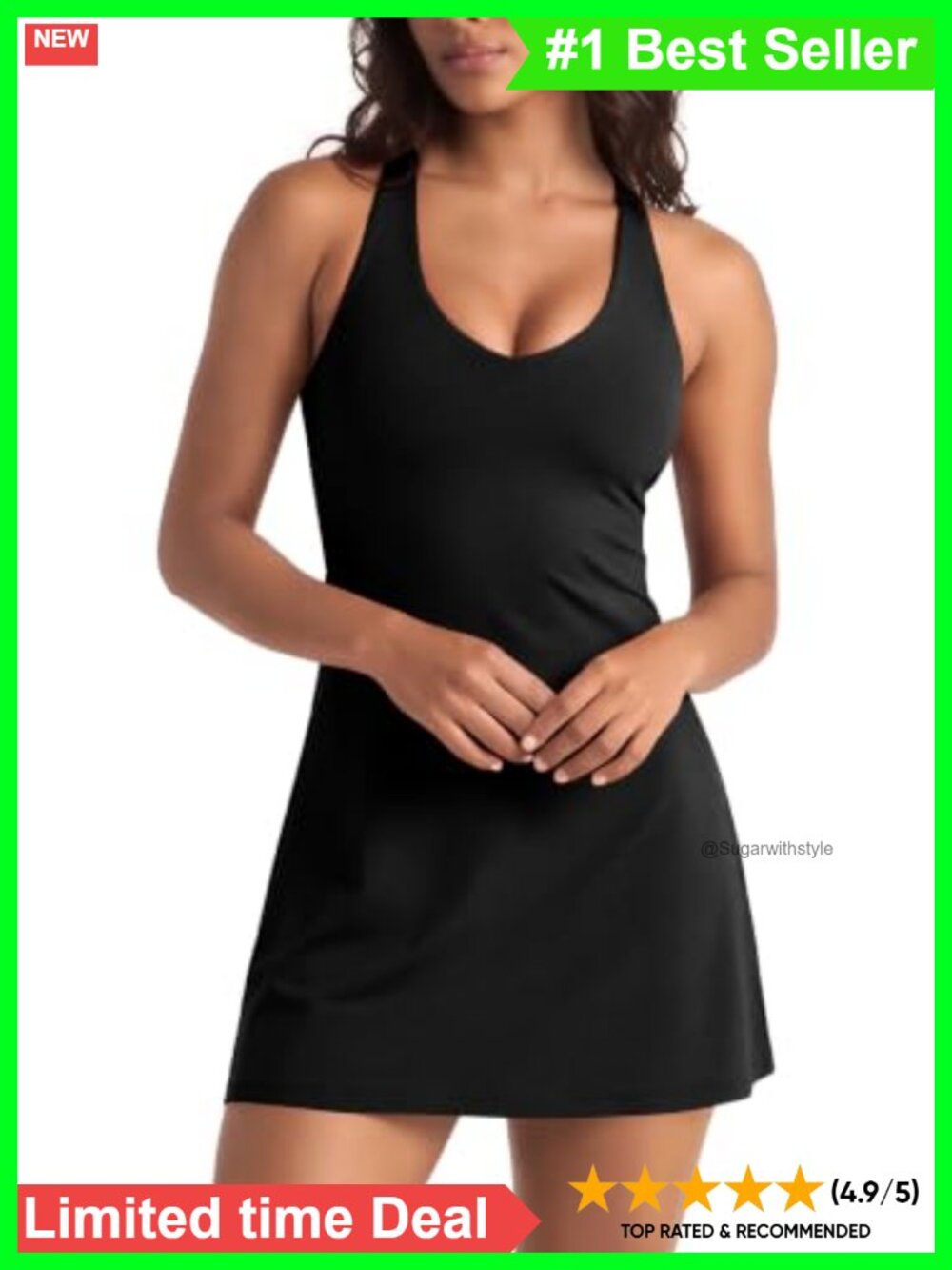 Racerback Tennis Dress with Separate Shorts and Built in Bra Mini Tank
